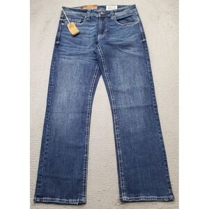 Axel Bootcut Jeans Mens 32x32‎ Blue Denim Stretch Slim Contrast Stitch AXMB0056